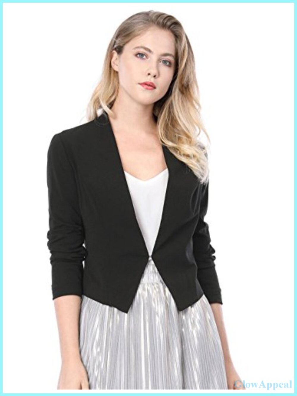 Collaredless Cropped Blazer Business Casual Suit Jacket for Women